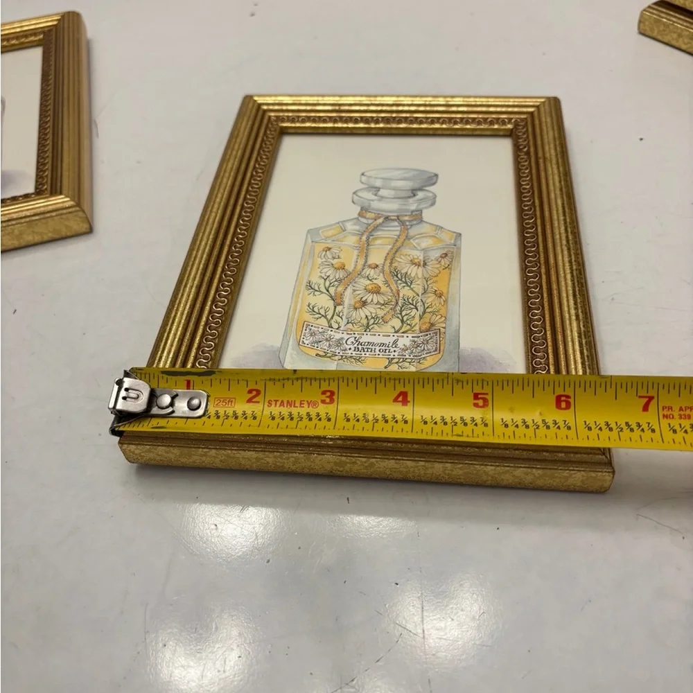 4 PC SET of FRAMED ART PRINTS - Bottles with Aroma/ bath oils
